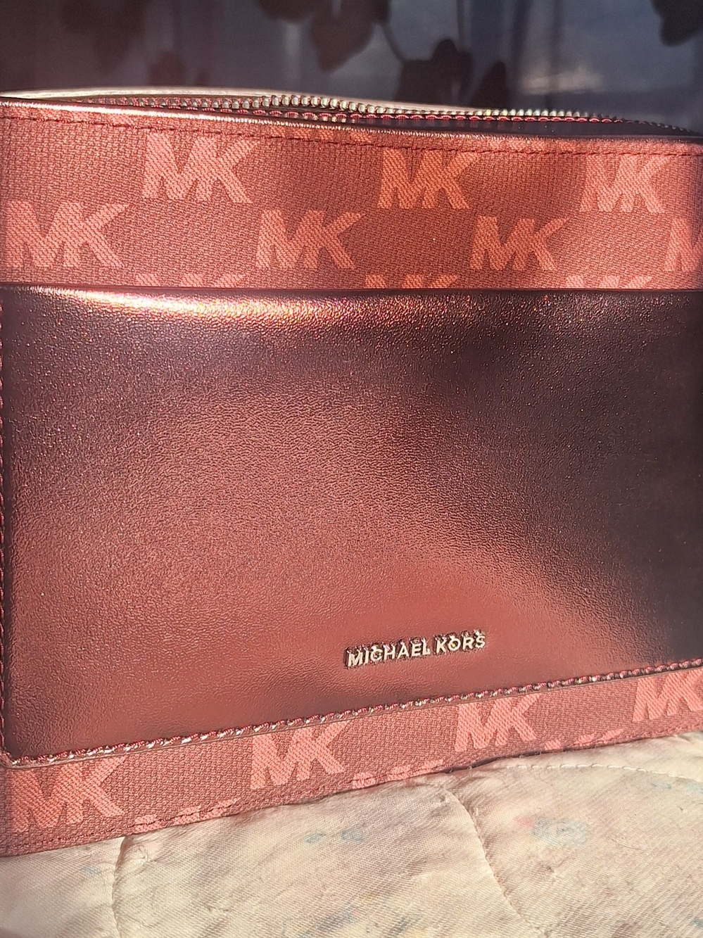 NWT Michael Kors Maeve Large Oxblood Monogram Crossbody Bag 10.5x6.5x3 - Picture 11 of 14